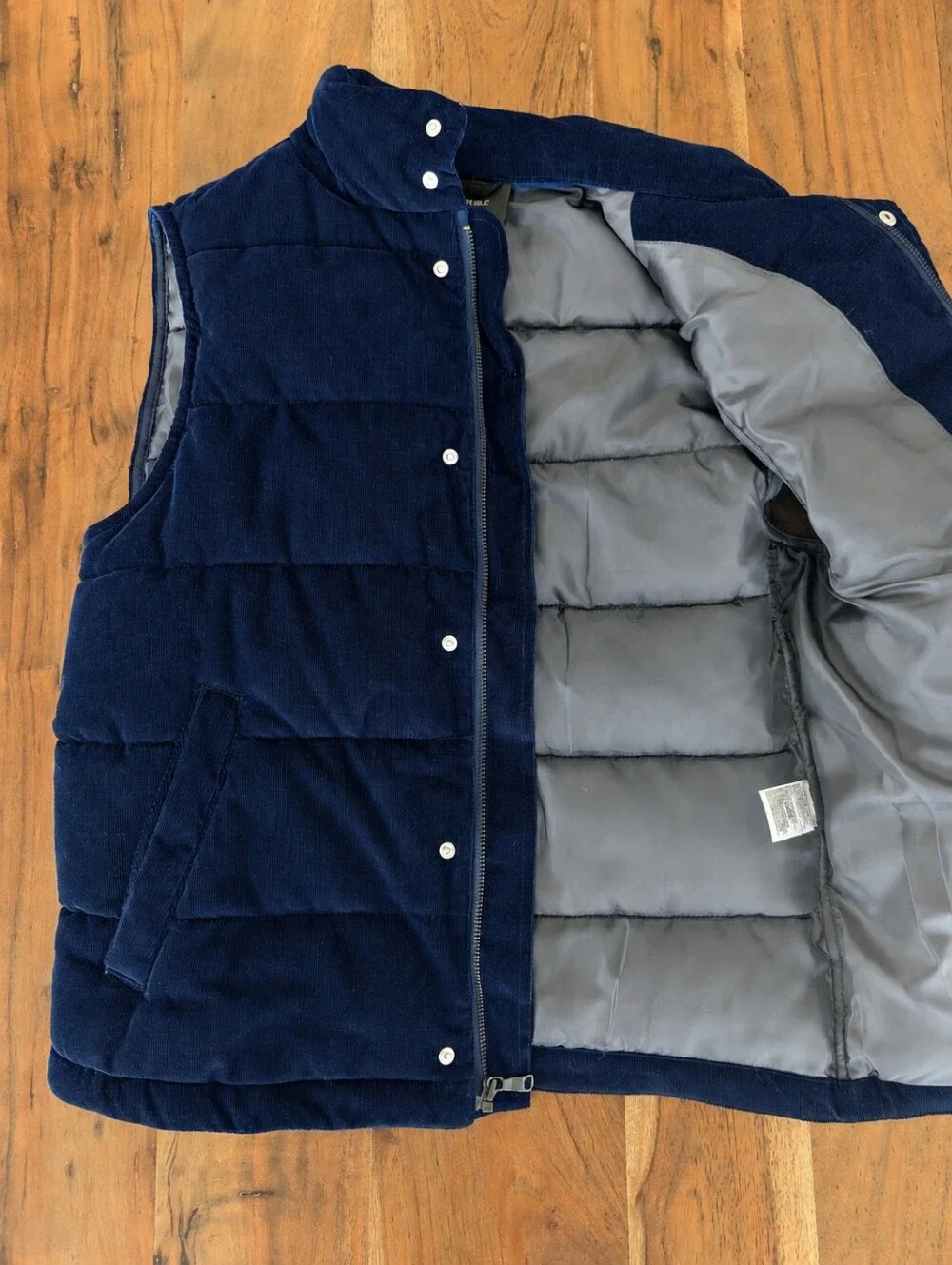Navy Blue Banana Republic Puffer Vest - Quilted Corduroy